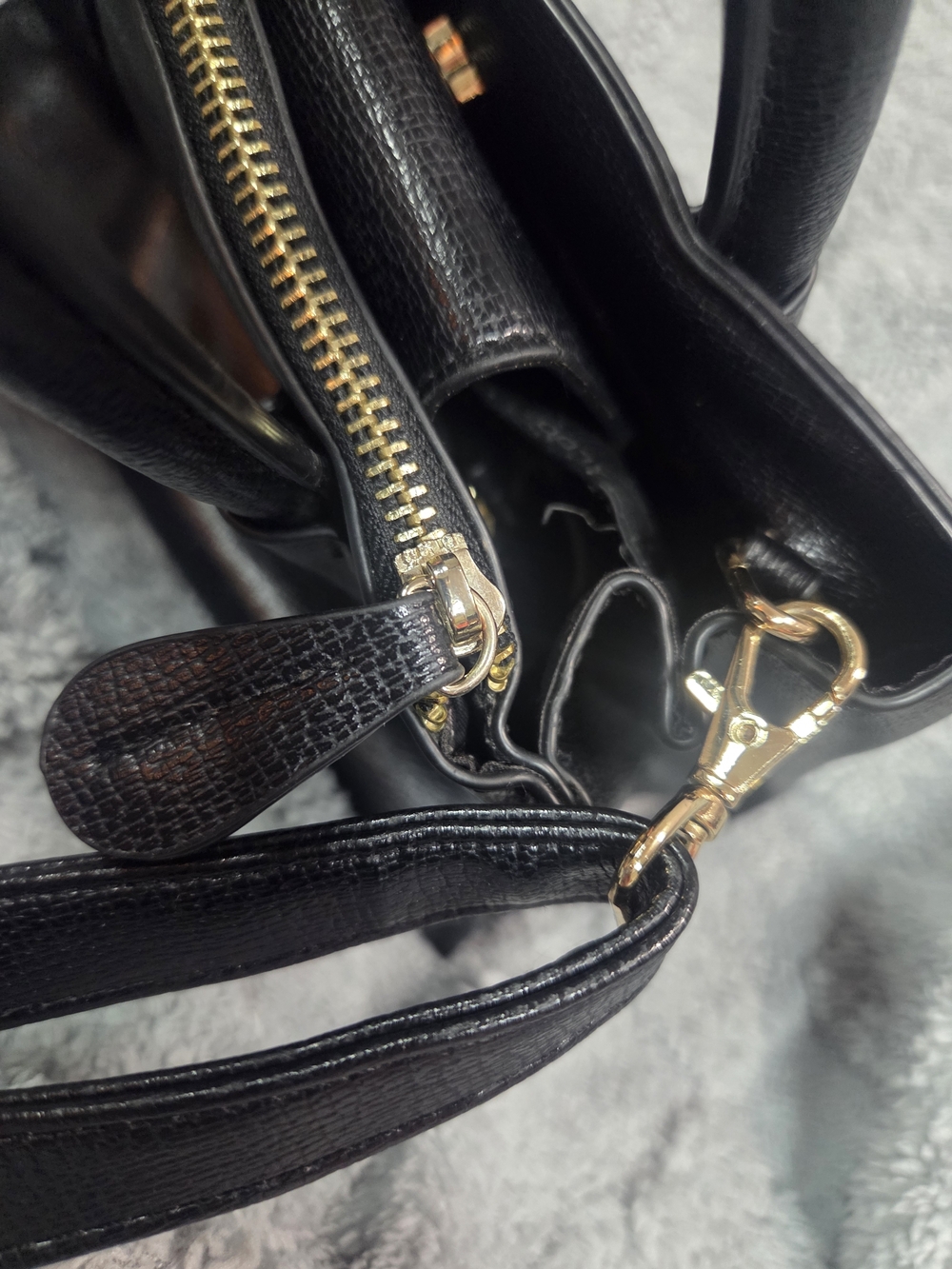 Aldo Black Crossbody Satchel with Gold-Tone Hardware - Picture 6 of 14